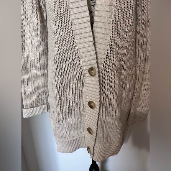Tommy Bahama Neutral Coastal Beachy Open Knit Long Cardigan L - Picture 3 of 9
